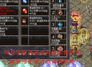 网易传奇开服时间表如何查询?最新服务器开放详情攻略? 网易传奇开服时间表如何查询?最新服务器开放详情攻略?